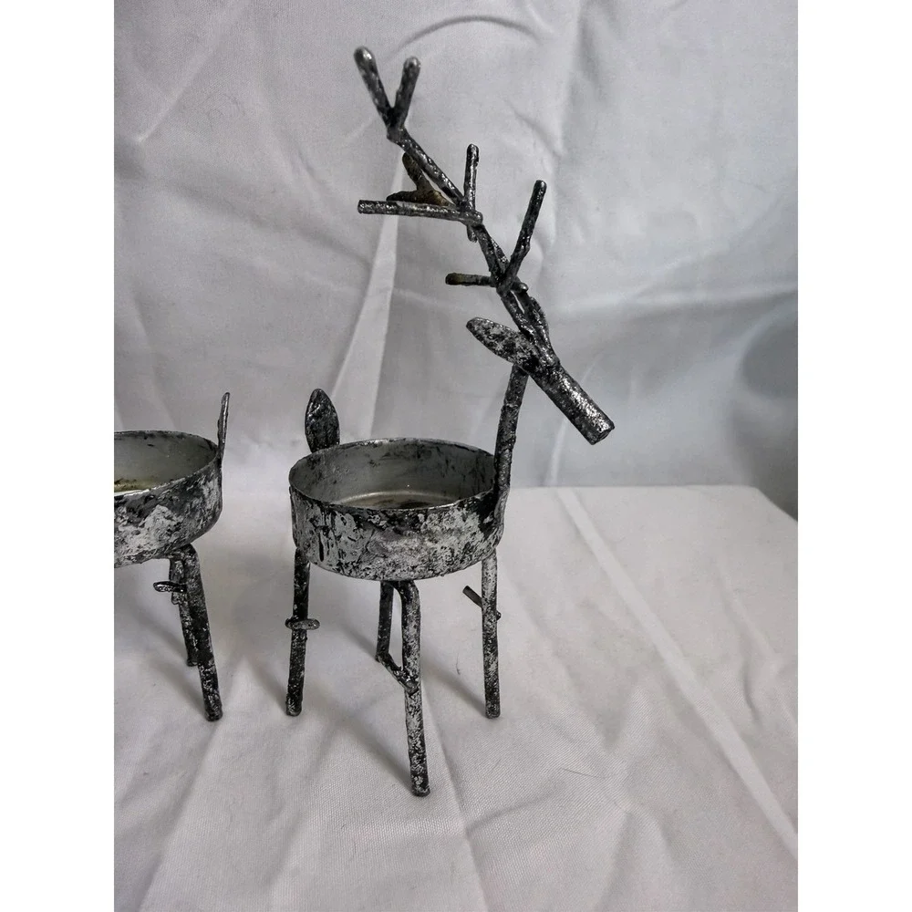 Sur La Table Standing Metal Reindeer Tea Light holders Set Of Two